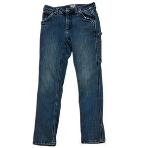 Ridgecut Slim-Fit Mid-Rise Flex Work Jeans Dark Blue Wash Straight Leg Loop 12